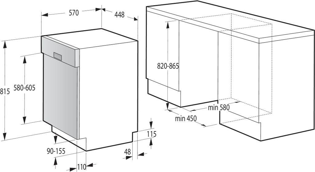 gorenje GI 561D 10 S Geschirrspüler 45 cm - Silber - Teilintegrierbar - 11 Maßgedecke - 45 dB Geräuschpegel - Trocknungsklasse: A