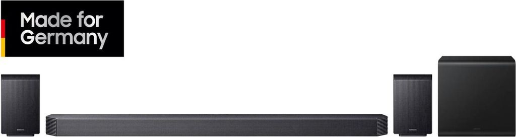 Samsung Q - series Q - Serie Soundbar HW - Q935GF 9.1.4 - Kanal Subwoofer & Rücklautsprecher (2025), 9.1.4 Kanäle, DTS Digital Surround, DTS:X, Dolby Atmos, Dolby Digital, Dolby TrueHD, Game Pro, Kabellos, Separat, Schwarz, Titan