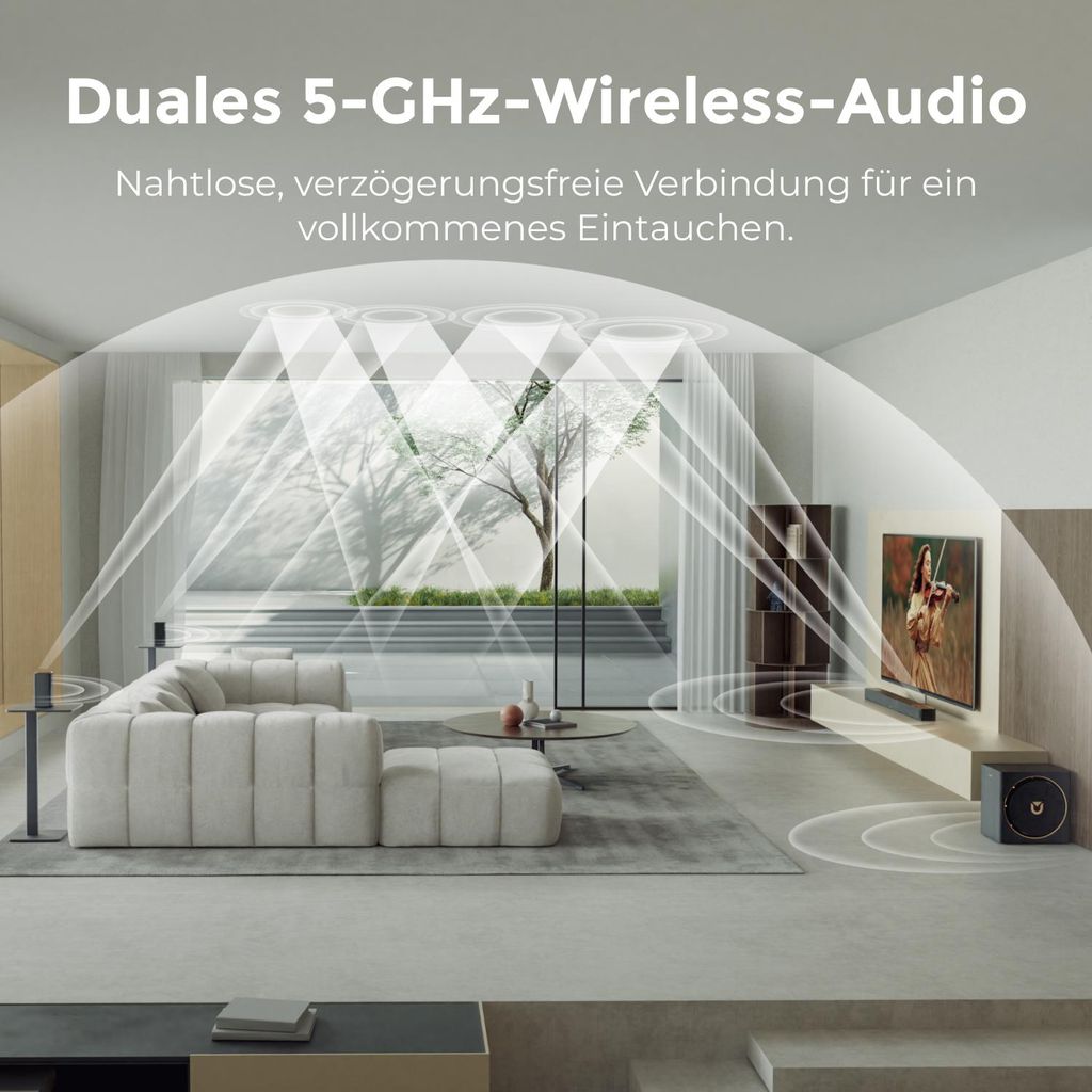 Ultimea Skywave Series 7.1.4ch Professionelles Kabelloses Surround Sound System für mit Dolby Atmos, kabellosem Subwoofer, 840W