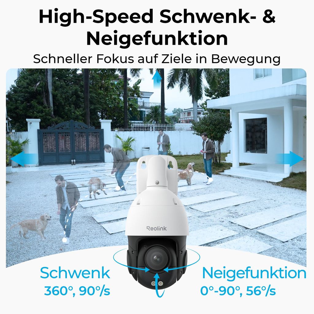Reolink RLC - 823S2, 4K 8MP PTZ PoE Überwachungskamera, 16X Optischer Zoom, 360° Abdeckung, Auto - Tracking, Farbnachtsicht, Smarte Erkennung, IP66