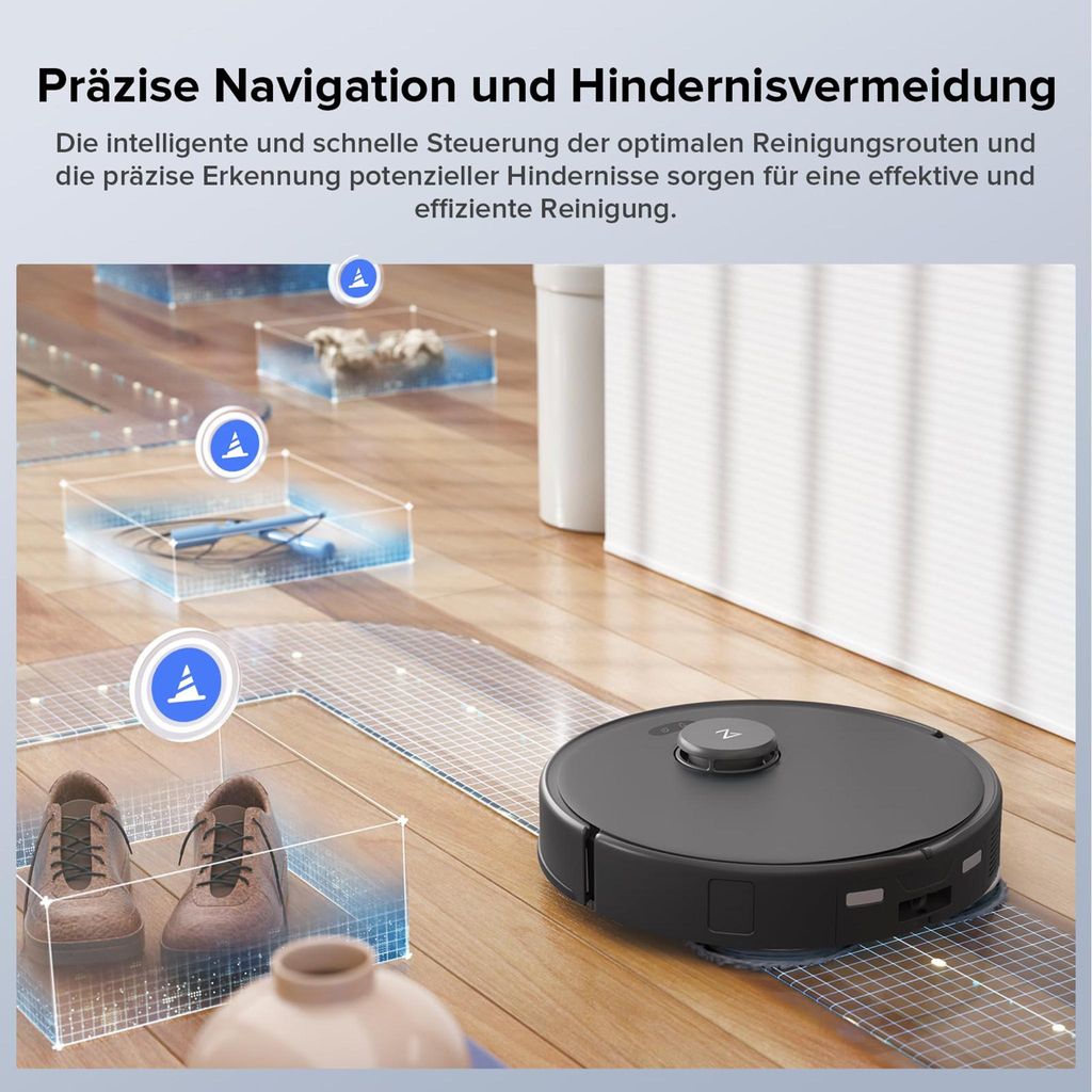 roborock Qrevo Edge S5A Staubsauger Roboter 18.500 Pa(Upgrade von S8 Pro Ultra) Dual Anti - Tangle, 75℃ Heißwasser - Moppwäsche, Hebarem Wischmop,Schwarz