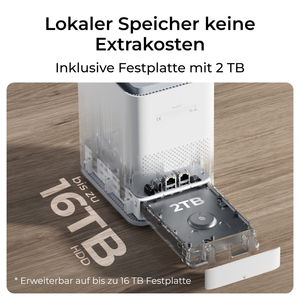Reolink Home Hub Pro, Wi - Fi 6 kabelloses Sicherheitssystem, Zentralisierte Datenverwaltung, lokaler Speicher, 2TB HDD (bis zu 16TB), Max. 24 Kameras