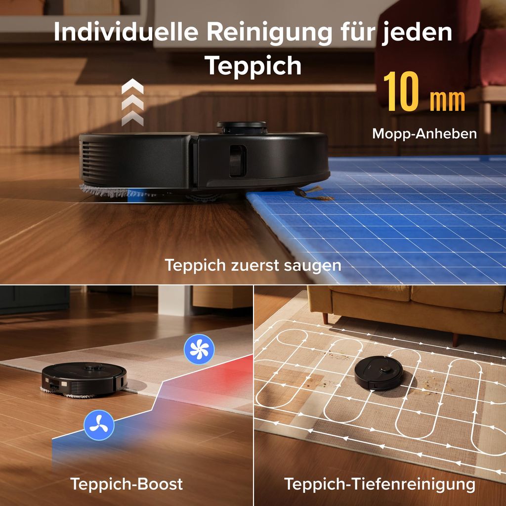 roborock Qrevo S Pro Set Staubsauger Roboter mit Wischfunktion, 18.500Pa(Upgrade von QV 35A), Anti - Tangle System, 75 °C Heißwasser - Moppwäsche, Schwarz