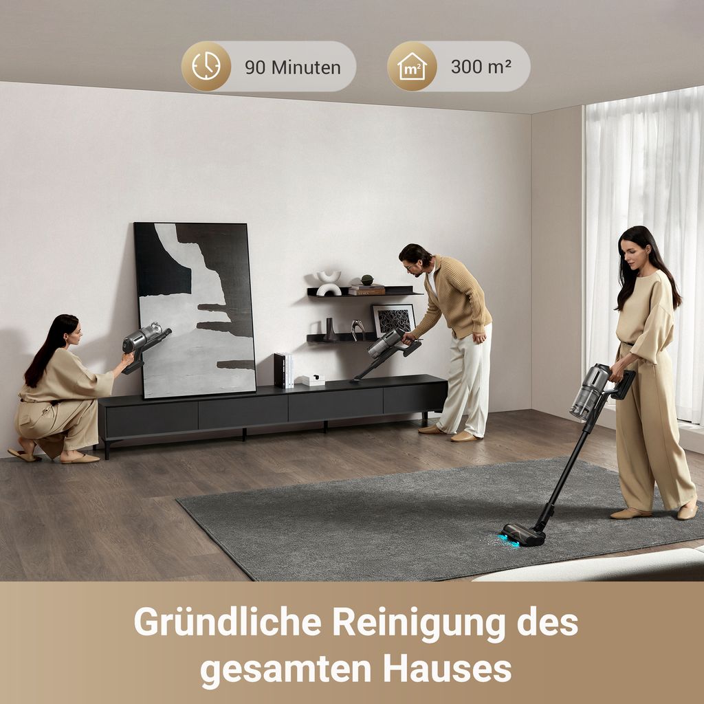 Dreame Z30 Akku - Stabstaubsauger,310AW Kabelloser Handstaubsauger,120K RPM,99%HEPA14 Filter,90Min Laufzeit,Mehrflächen,Kantenreinigung,300m²,UV - Licht