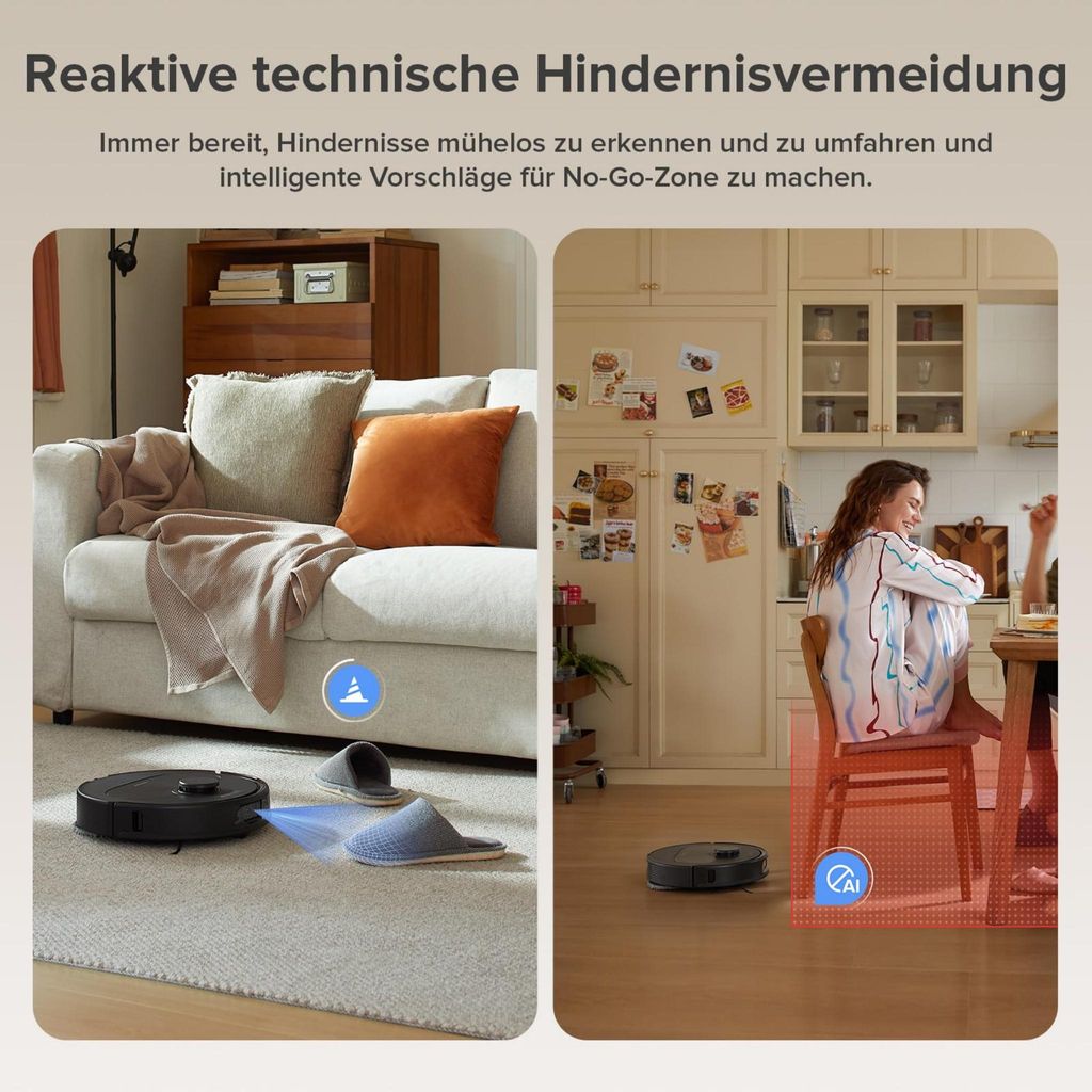 roborock QV 35A Staubsauger Roboter mit Wischfunktion&Hebarem Wischmopp 8.000pa (Upgrade von Qrevo/Qrevo Plus),Anti - Verfilzungsbürste, All - in - One Dock