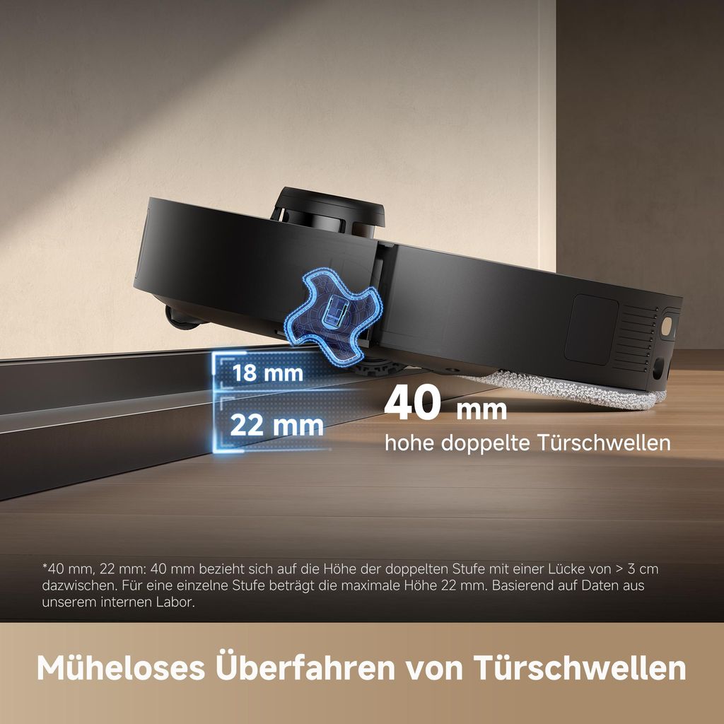 Dreame Staubsauger Roboter L40s Pro Ultra,Schwarz,DREAME,19000Pa Saugkraft,Selbstreinigende Ausfahrbare Wischmopps,Detangling DuoBrush,Hindernisvermeidung