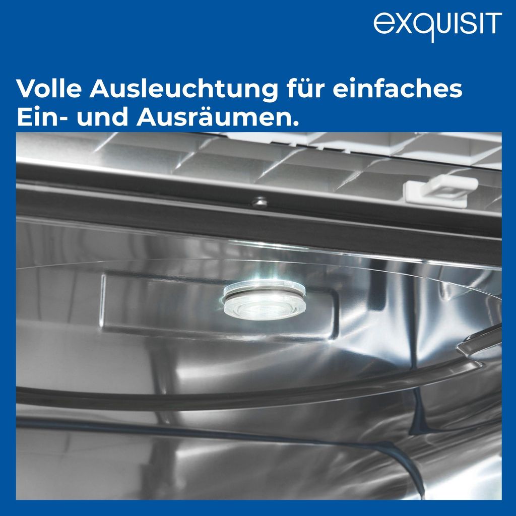 Exquisit Geschirrspüler, 12 Maßgedecke, Stand - /Unterbaugerät, 6 Programme, LED - Anzeige, Auto Door Open, GSP6312 - 030D weiss
