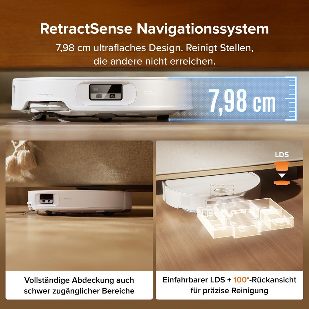 roborock Qrevo Edge 2 Staubsauger Roboter, 25.000 Pa Saugroboter mit Wischfunktion, Wischmopp - Hebefunktion, 80 °C Moppwäsche mit heißem Wasser, Weiß