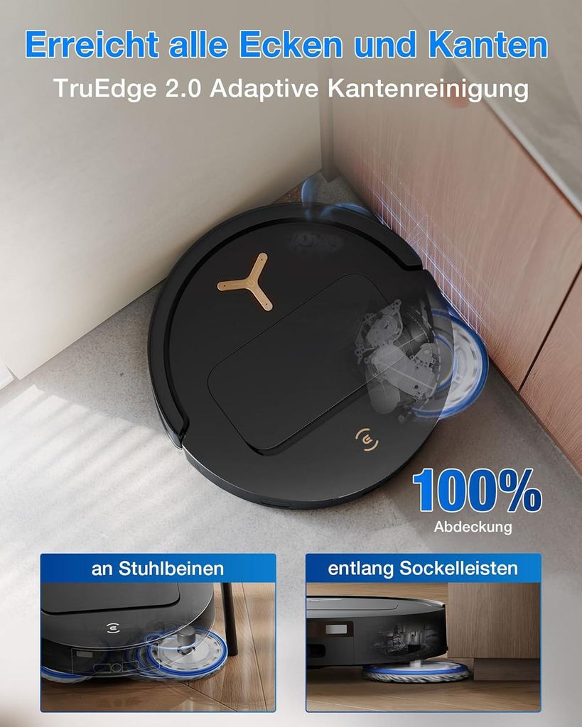 Ecovacs DEEBOT T50 PRO Omni Gen3 Care kit Staubsauger Roboter mit Wischfunktion (Enthält 2 zusätzliche Wischpads, 3 Filter und 3 Staubbeutel) Schwarz
