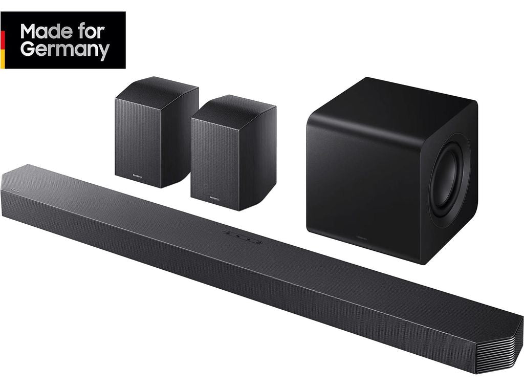 Samsung Q - series Q - Serie Soundbar HW - Q935GF 9.1.4 - Kanal Subwoofer & Rücklautsprecher (2025), 9.1.4 Kanäle, DTS Digital Surround, DTS:X, Dolby Atmos, Dolby Digital, Dolby TrueHD, Game Pro, Kabellos, Separat, Schwarz, Titan