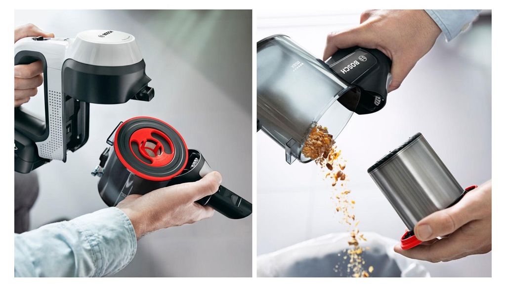 Bosch BSS715CARP, 2 - in - 1 - Stabstaubsauger, Beutellos, Schwarz, Silber, Weiß, 0,3 l, Trocken, Filterung