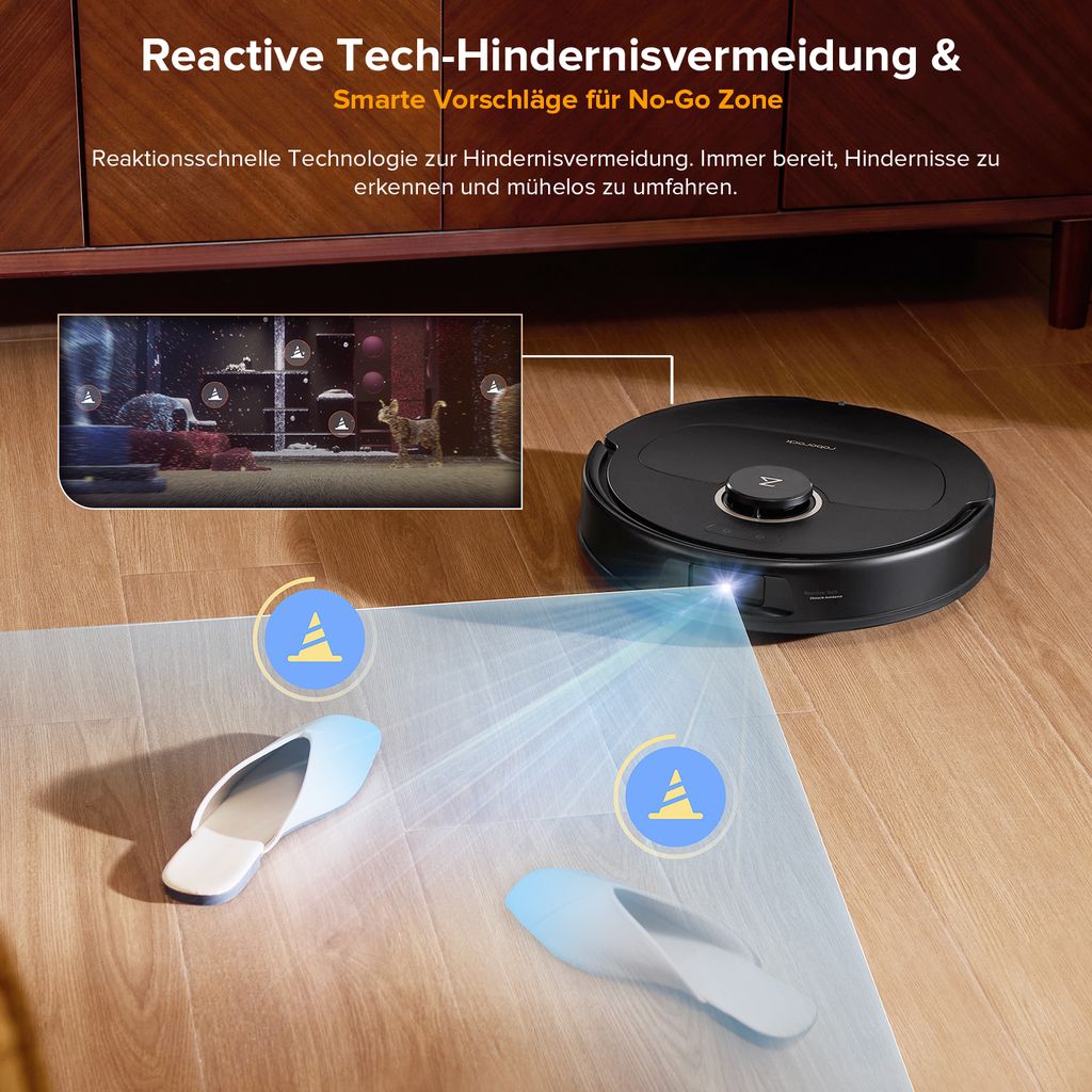 roborock Qrevo S5V Saugroboter mit Wischfunktion, 12.000Pa, Zero - Tangle System, Warmlufttrocknung, Multifunktions - Dockingstation (Schwarz)