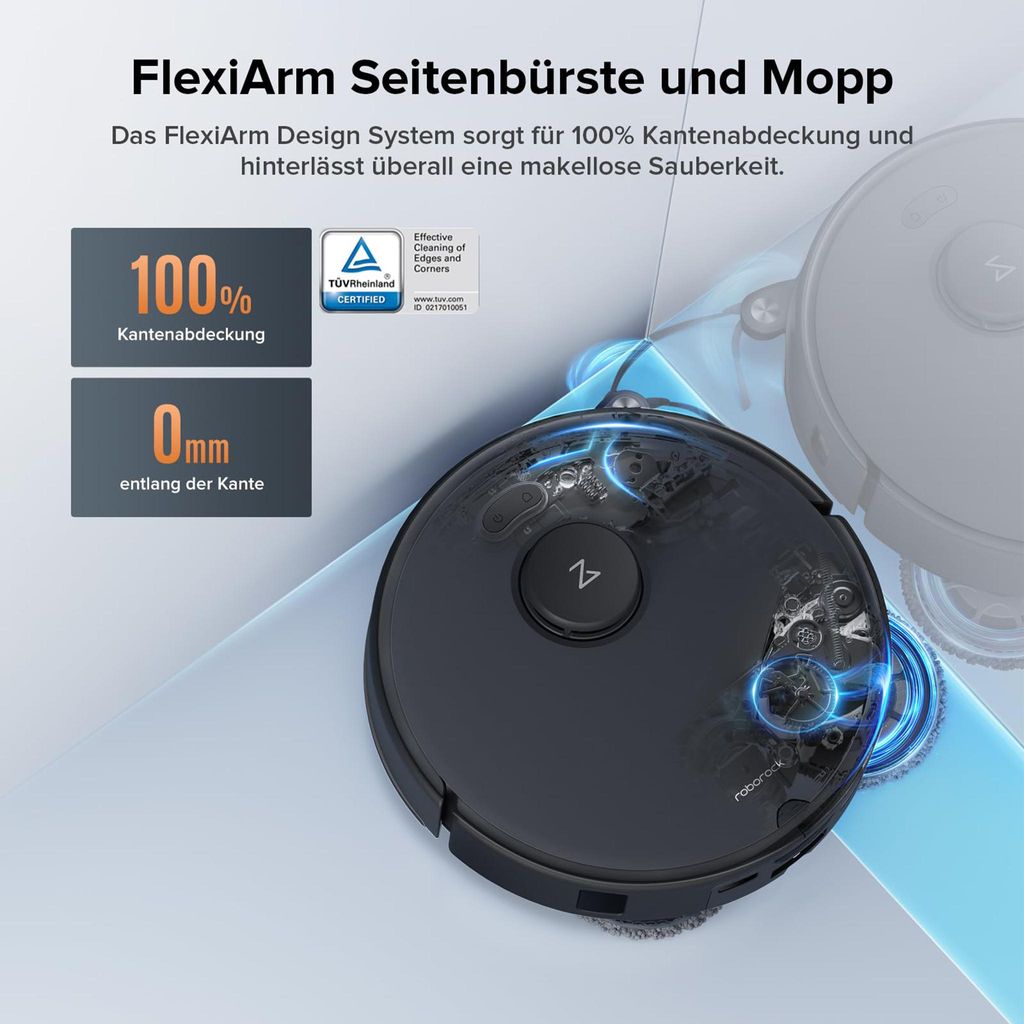 roborock Qrevo Edge S5A Staubsauger Roboter 18.500 Pa(Upgrade von S8 Pro Ultra) Dual Anti - Tangle, 75℃ Heißwasser - Moppwäsche, Hebarem Wischmop,Schwarz