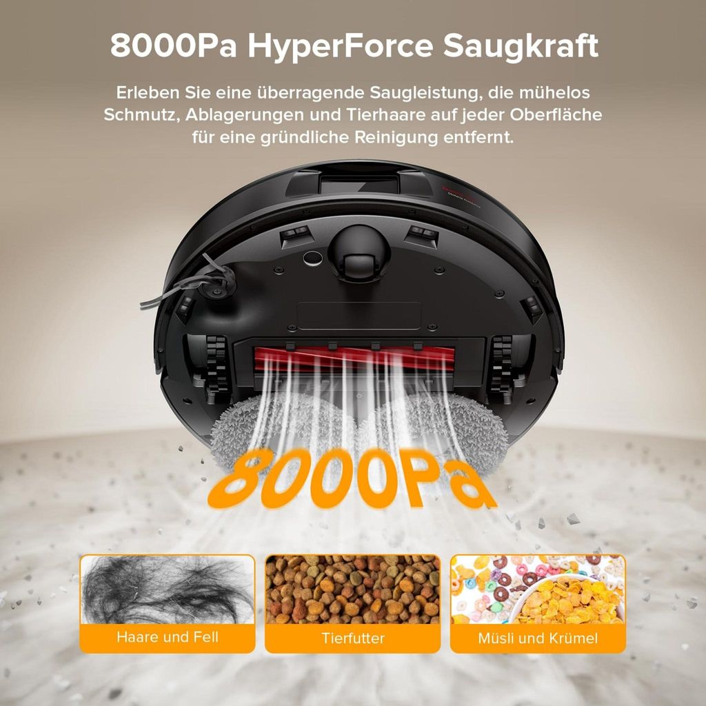 roborock QV 35A Staubsauger Roboter mit Wischfunktion&Hebarem Wischmopp 8.000pa (Upgrade von Qrevo/Qrevo Plus),Anti - Verfilzungsbürste, All - in - One Dock