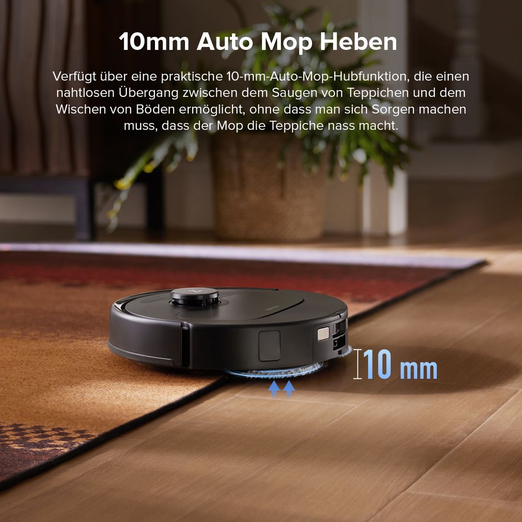 roborock QV 35S Staubsauger Roboter, 10.000Pa Saugroboter (Upgrade von Qrevo Plus), Anti - Tangle - Bürsten, Anhebbare Schleudermopps (Schwarz)