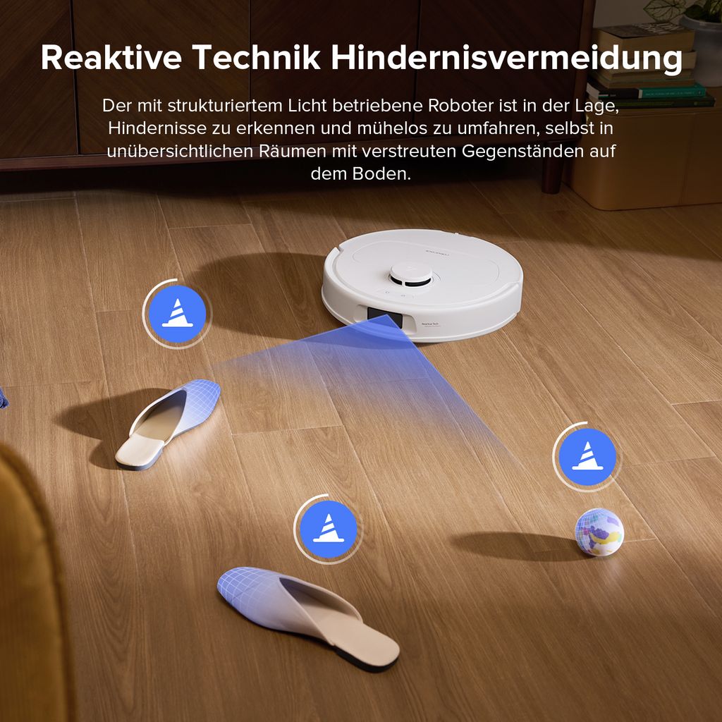 roborock QV 35S Staubsauger Roboter, 10.000 Pa Saugroboter (Upgrade von Qrevo Plus), Anti - Tangle - Bürsten, Anhebbare Schleudermopps (Weiß)