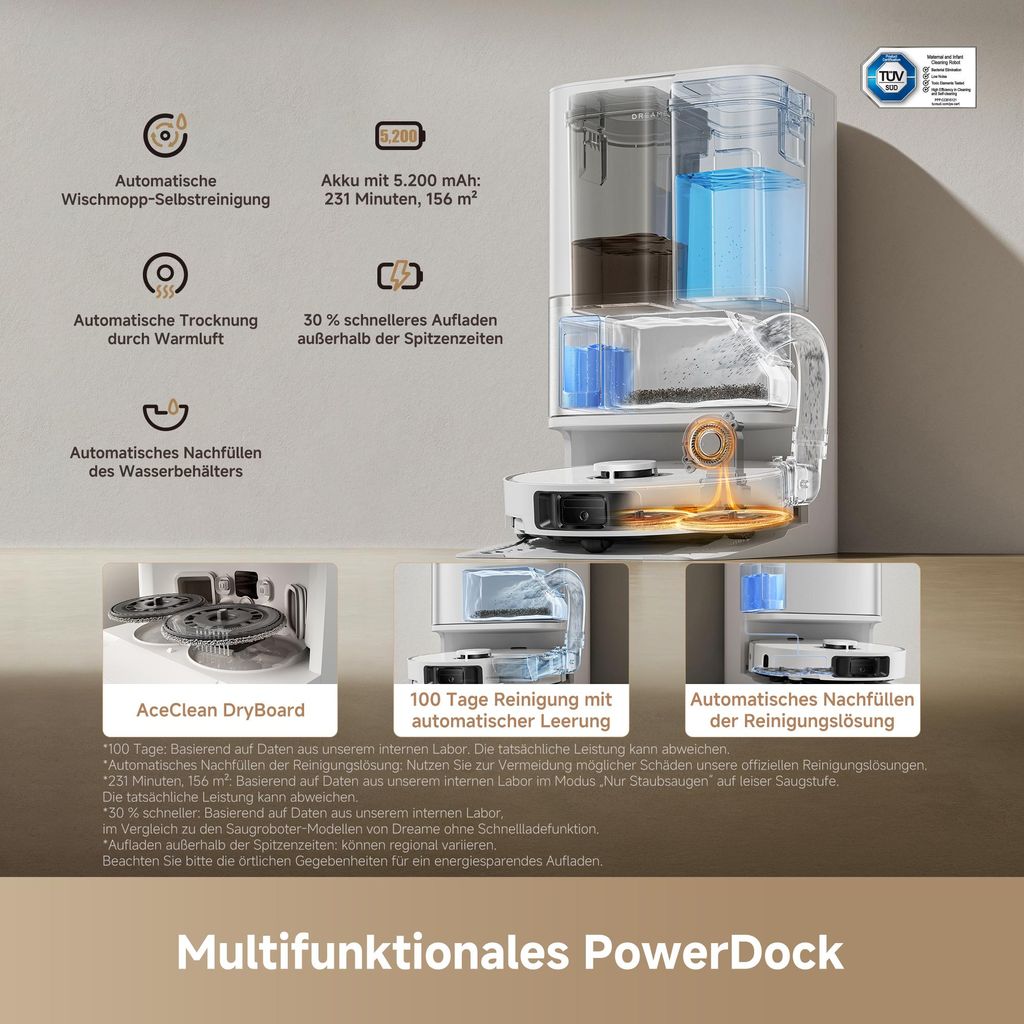 Dreame L10s Ultra Gen3 Staubsauger Roboter mit Wischfunktion&Selbstreinigender Mopp,25KPa Saugleistung,Haustiermodus,All - in - One Dock,Teppichreinigung