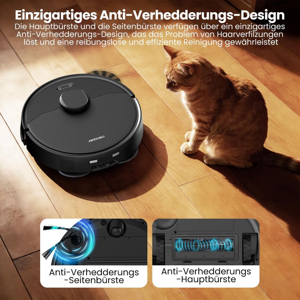 AIRROBO M2 Staubsauger Roboter, 15000Pa Saugroboter, Anti - Tangle - Bürsten, Wischroboter mit Lifting - Mopp