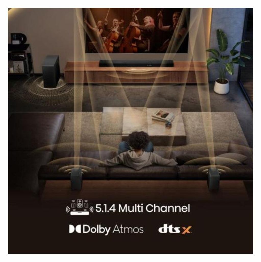 Hisense 5.1.4 CH Soundbar, 600 W, 5.1.4 Kanäle, 600 W, DTS:X, Dolby Atmos, 280 W, 20000 Hz, Kabellos