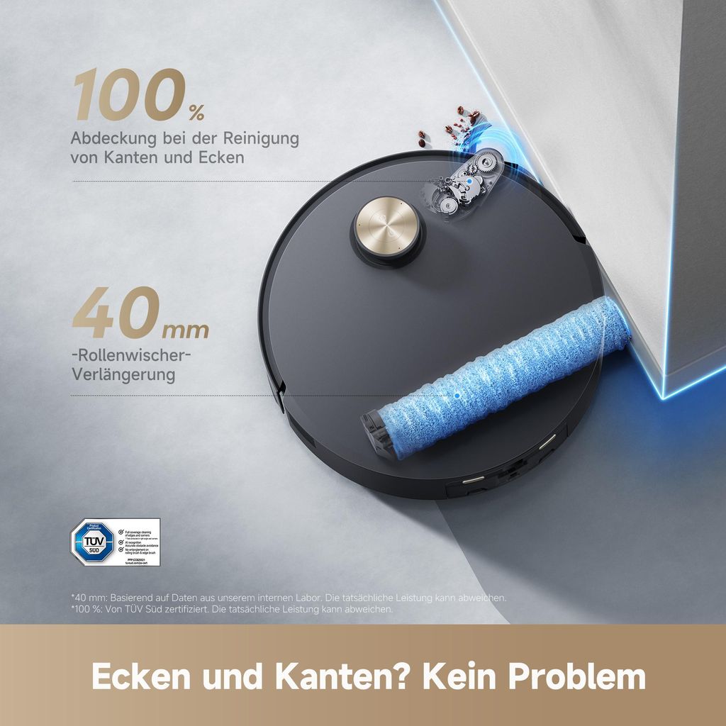 Dreame Aqua10 Roller Staubsauger Roboter mit Wischfunktion,30kPa Saugkraft,KI - Navigation,Heißwasserwaschen,Heißlufttrocknung,0 Tangle,Selbstreinigung