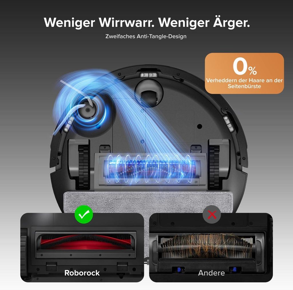 roborock Q10 S5+ Set Staubsauger Roboter, 10.000 Pa(Upgrade von S8 Plus), Dual Anti - Tangle System, Auto Lifting Mopping, Ideal für Tierhaare (Schwarz)