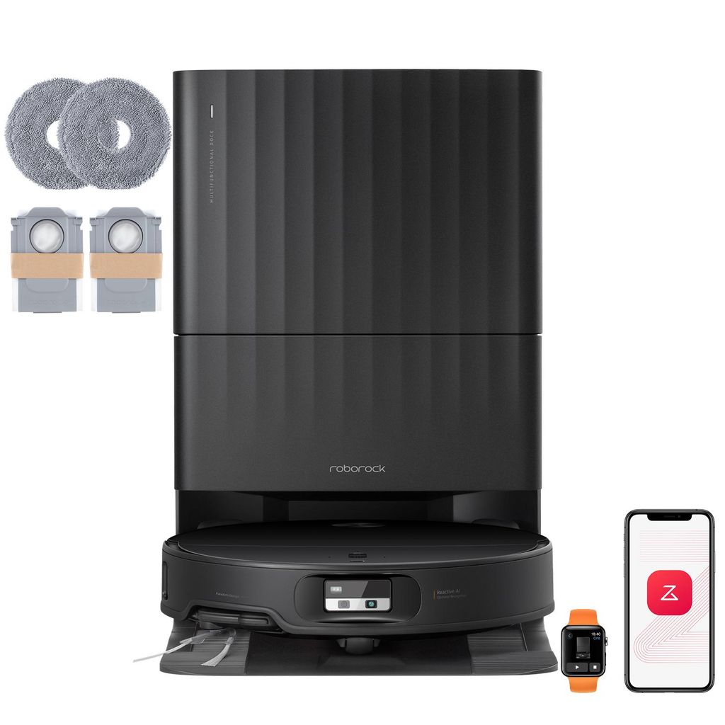 roborock Qrevo Edge 2 Set Staubsauger Roboter, 25.000 Pa Saugroboter mit Wischfunktion, Wischmopp - Hebefunktion, 80 °C Moppwäsche mit heißem Wasser