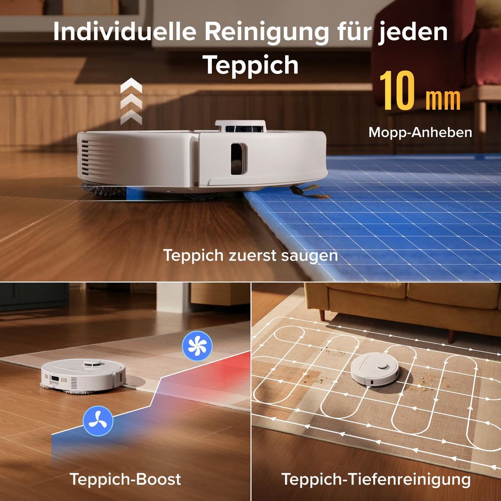 roborock Qrevo S Pro Set Staubsauger Roboter mit Wischfunktion, 18.500Pa(Upgrade von QV 35A), Anti - Tangle System, 75 °C Heißwasser - Moppwäsche, Weiß
