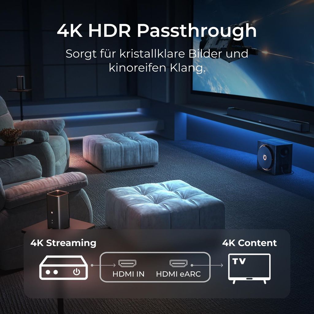 Ultimea Skywave Series 5.1.4 Professionelle Soundbar mit Dolby Atmos, 5.1.4 Surround Sound System mit 8" Subwoofer & 2 kabellosen Rear - Lautsprechern