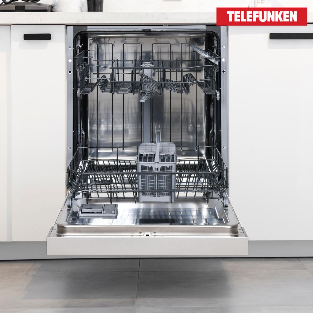 TELEFUNKEN Geschirrspüler 60 cm teilintegrierbar, Einbau Spülmaschine, 12 Maßgedecke, 6 Programme, AquaStop, GET6012DI