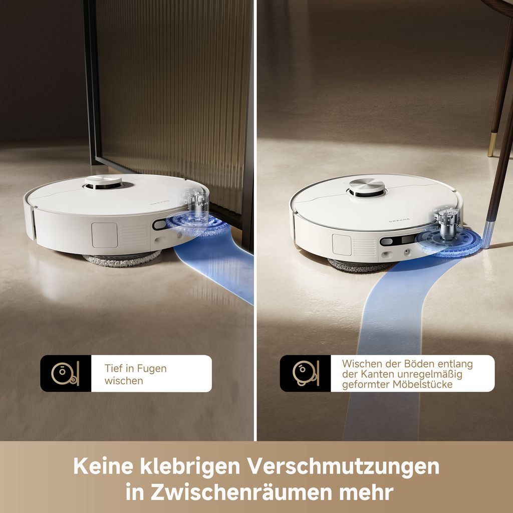 Dreame L40 Ultra AE Roboterstaubsauger mit Wischfunktion 2in1, 19000 Pa Saugleistung, 75 °C Selbstreinigung, Anti - Tangle, Dual - Line - Laser, Weiß