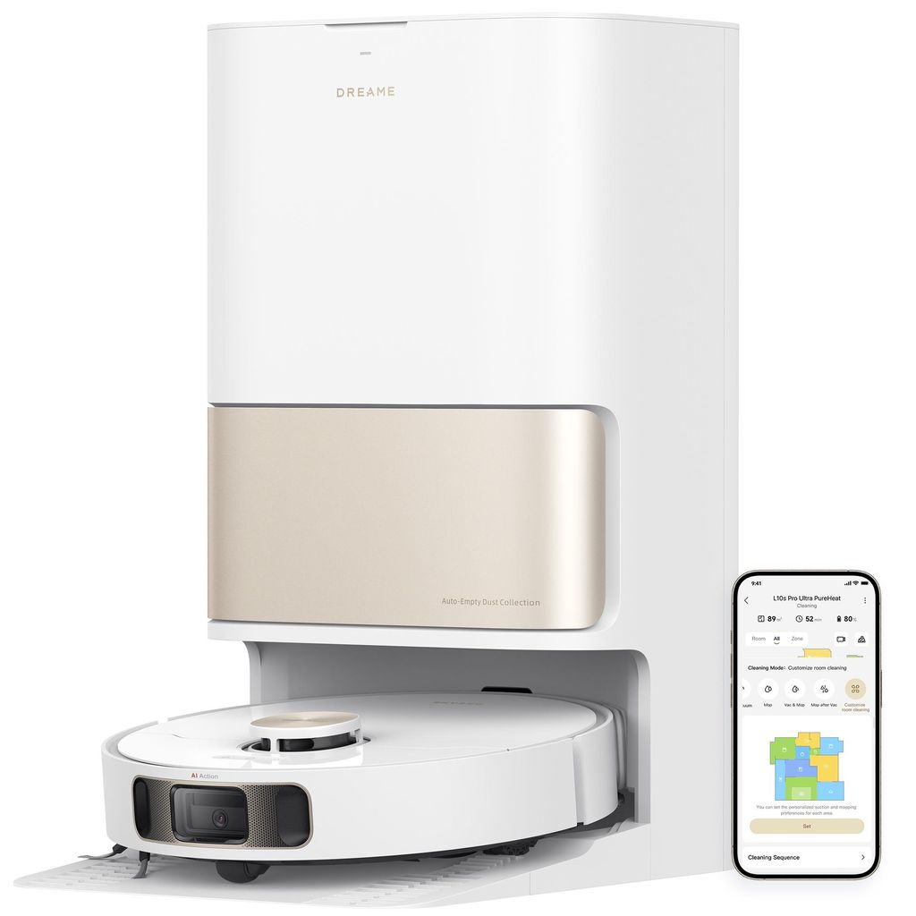 Dreame L10s Pro Ultra Heat Roboter Saugroboter mit Wischfunktion,Automatische Moppreinigung,heißem Wasser,7000Pa,Doppelte Mopp - und Bodenreinigung