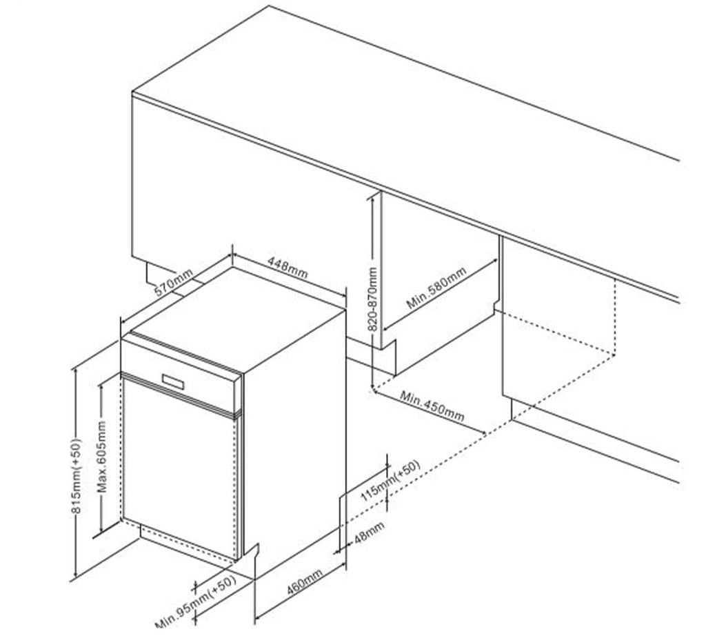 Amica EGSPU 500 911 E, Halb integriert, Single (45 cm breit), Edelstahl, Edelstahl, Tasten, LED