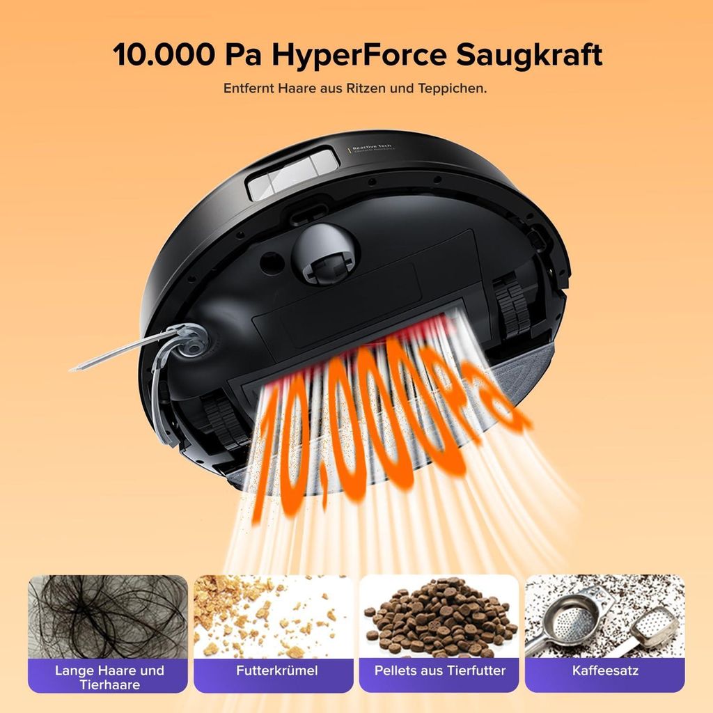 roborock Q10 S5+ Set Staubsauger Roboter, 10.000 Pa(Upgrade von S8 Plus), Dual Anti - Tangle System, Auto Lifting Mopping, Ideal für Tierhaare (Schwarz)