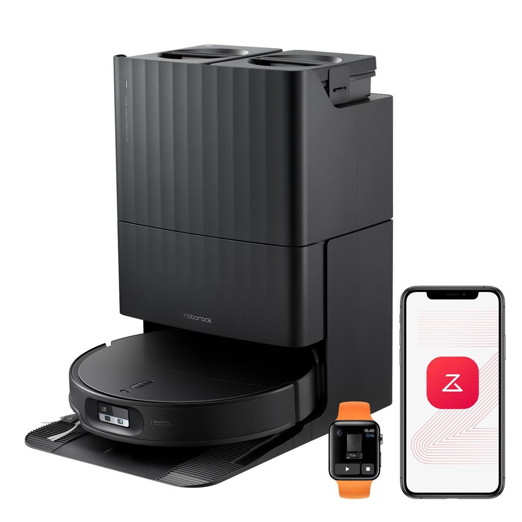 roborock Qrevo Edge 2 Staubsauger Roboter, 25.000 Pa Saugroboter mit Wischfunktion Wischmopp - Hebefunktion, 80 °C Moppwäsche mit heißem Wasser, Schwarz