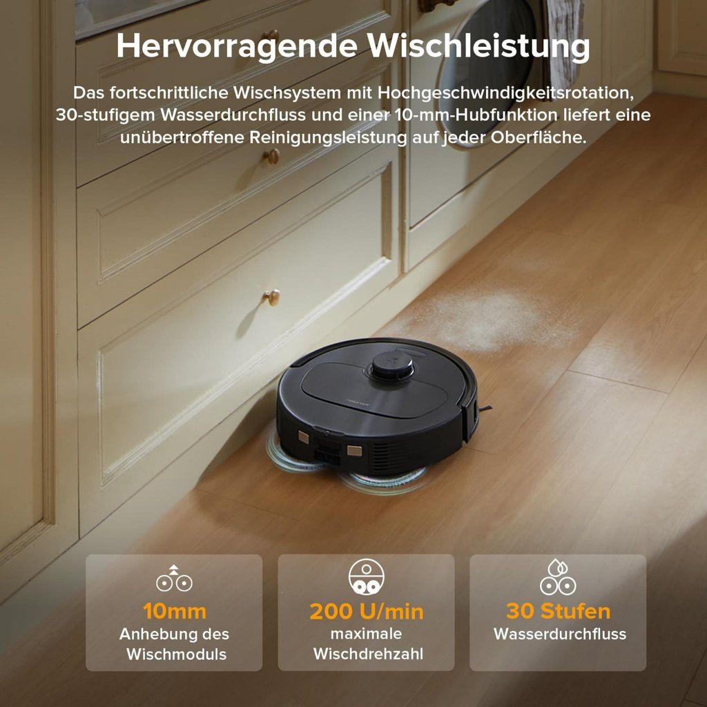 roborock QV 35A Staubsauger Roboter mit Wischfunktion&Hebarem Wischmopp 8.000pa (Upgrade von Qrevo/Qrevo Plus),Anti - Verfilzungsbürste, All - in - One Dock