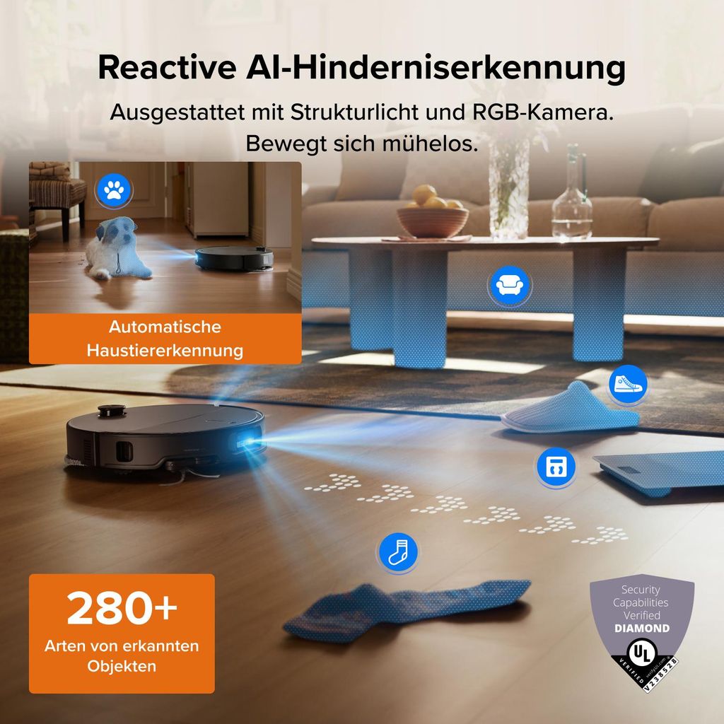 roborock Qrevo Edge 2 Set Staubsauger Roboter, 25.000 Pa Saugroboter mit Wischfunktion, Wischmopp - Hebefunktion, 80 °C Moppwäsche mit heißem Wasser