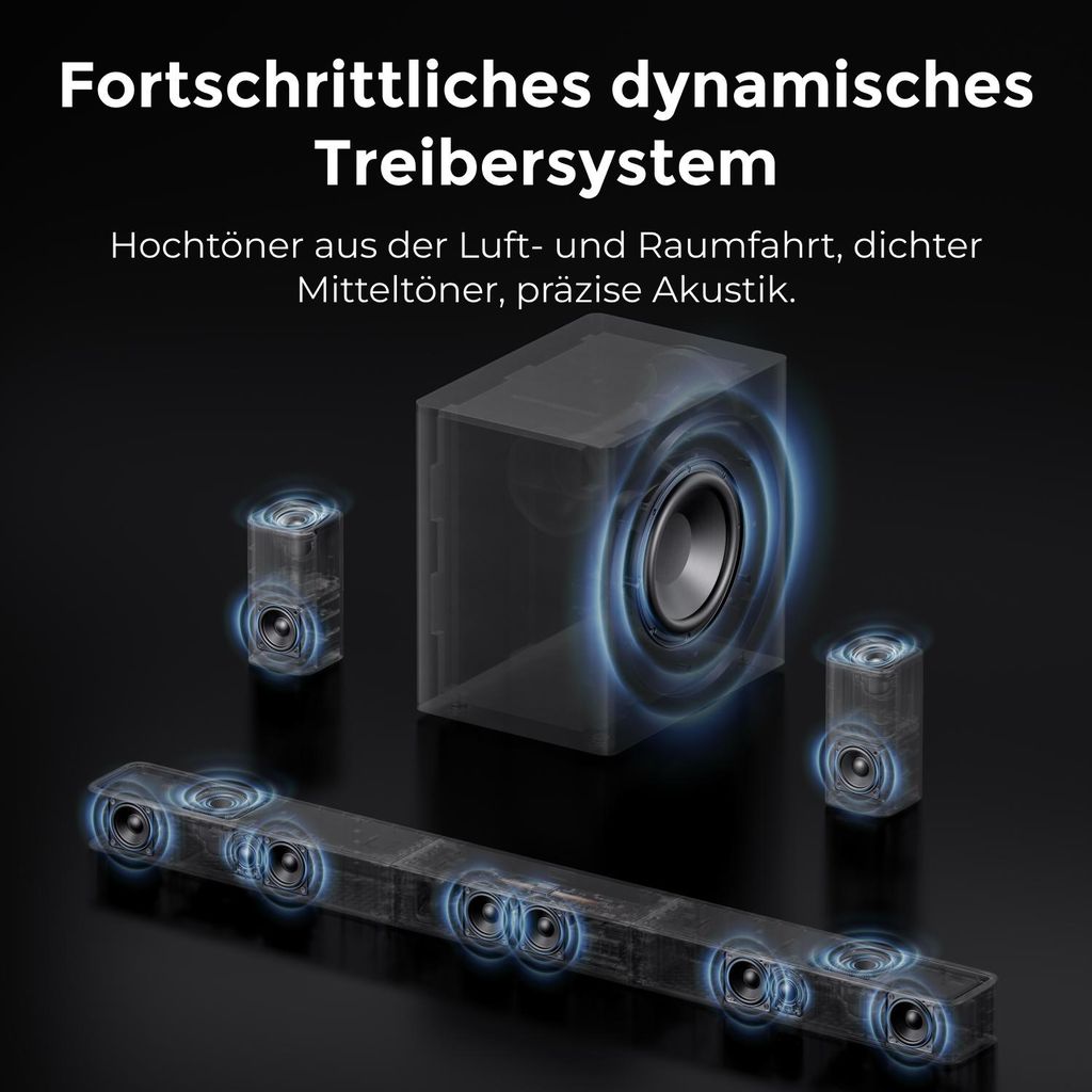 Ultimea Skywave Series 7.1.4ch Professionelles Kabelloses Surround Sound System für mit Dolby Atmos, kabellosem Subwoofer, 840W