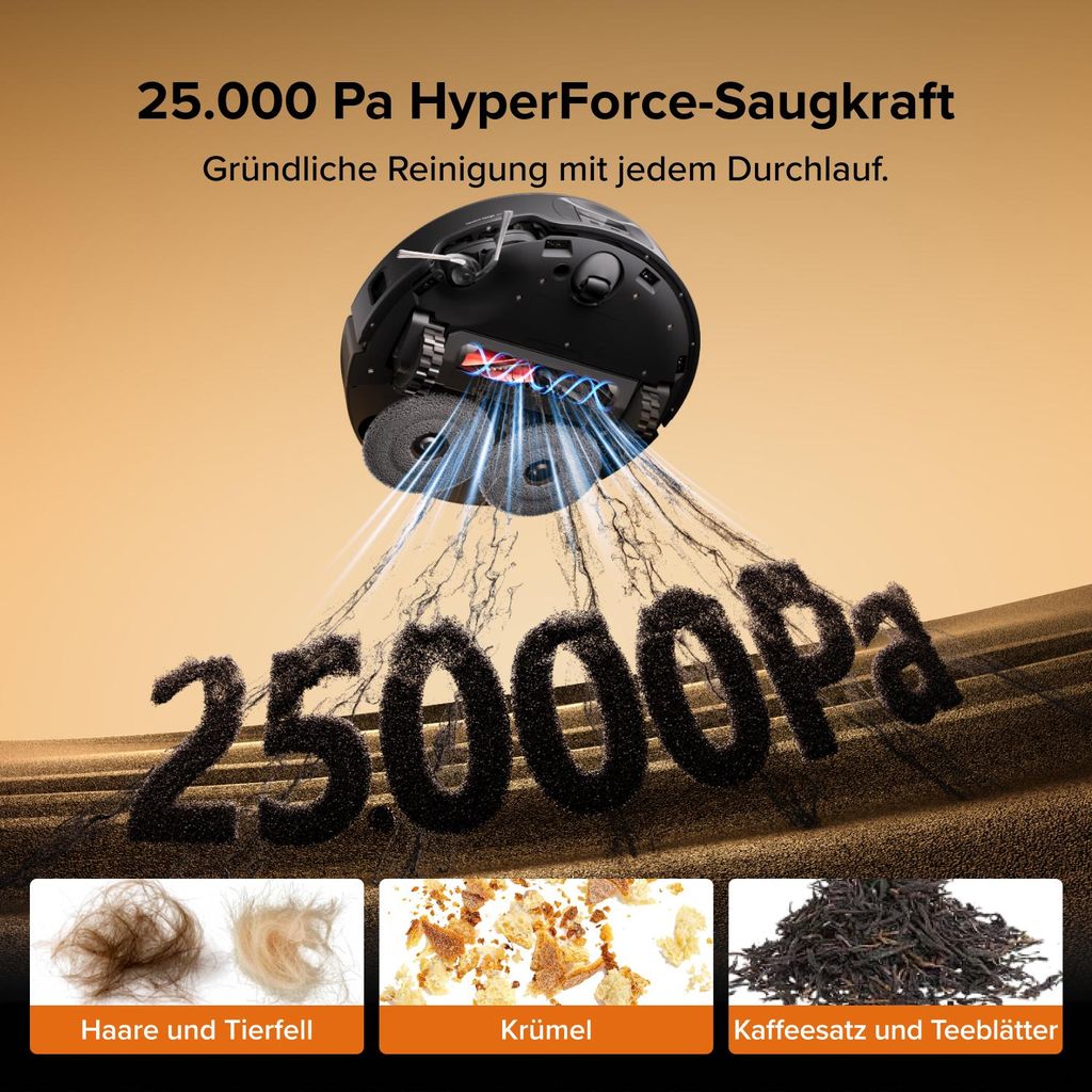 roborock Qrevo Edge 2 Set Staubsauger Roboter, 25.000 Pa Saugroboter mit Wischfunktion, Wischmopp - Hebefunktion, 80 °C Moppwäsche mit heißem Wasser