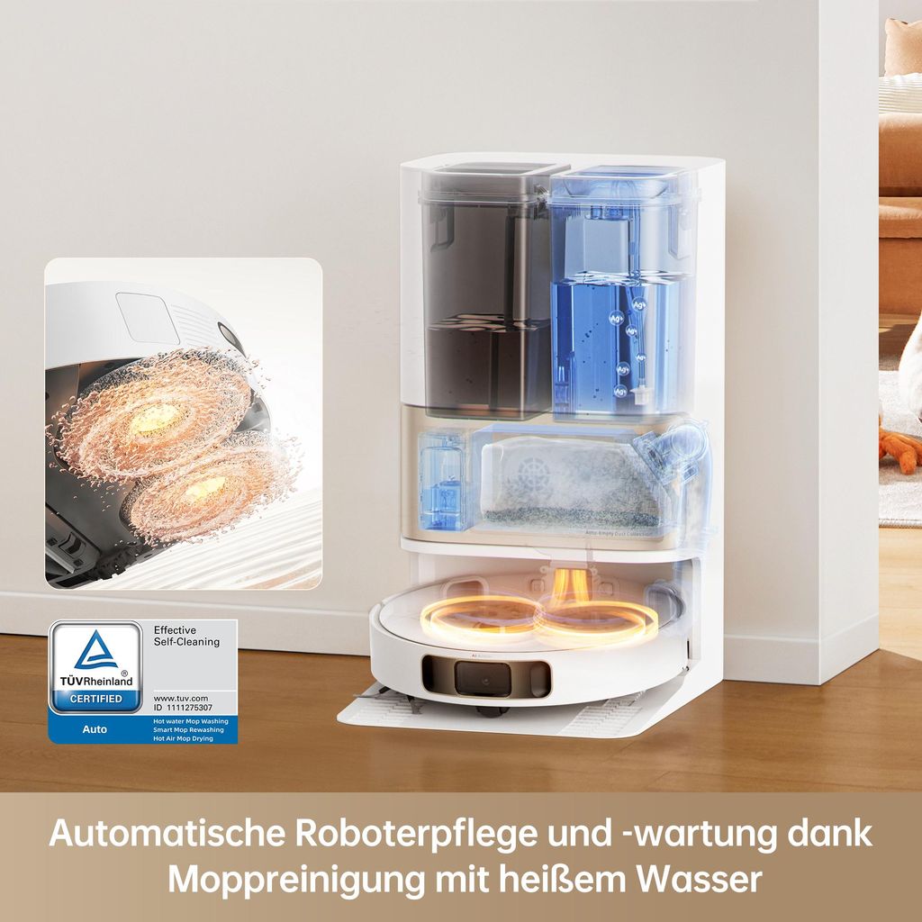 Dreame L10s Pro Ultra Heat Roboter Saugroboter mit Wischfunktion,Automatische Moppreinigung,heißem Wasser,7000Pa,Doppelte Mopp - und Bodenreinigung