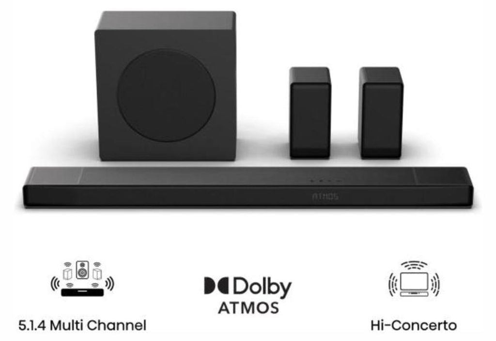 Hisense 5.1.4 CH Soundbar, 600 W, 5.1.4 Kanäle, 600 W, DTS:X, Dolby Atmos, 280 W, 20000 Hz, Kabellos