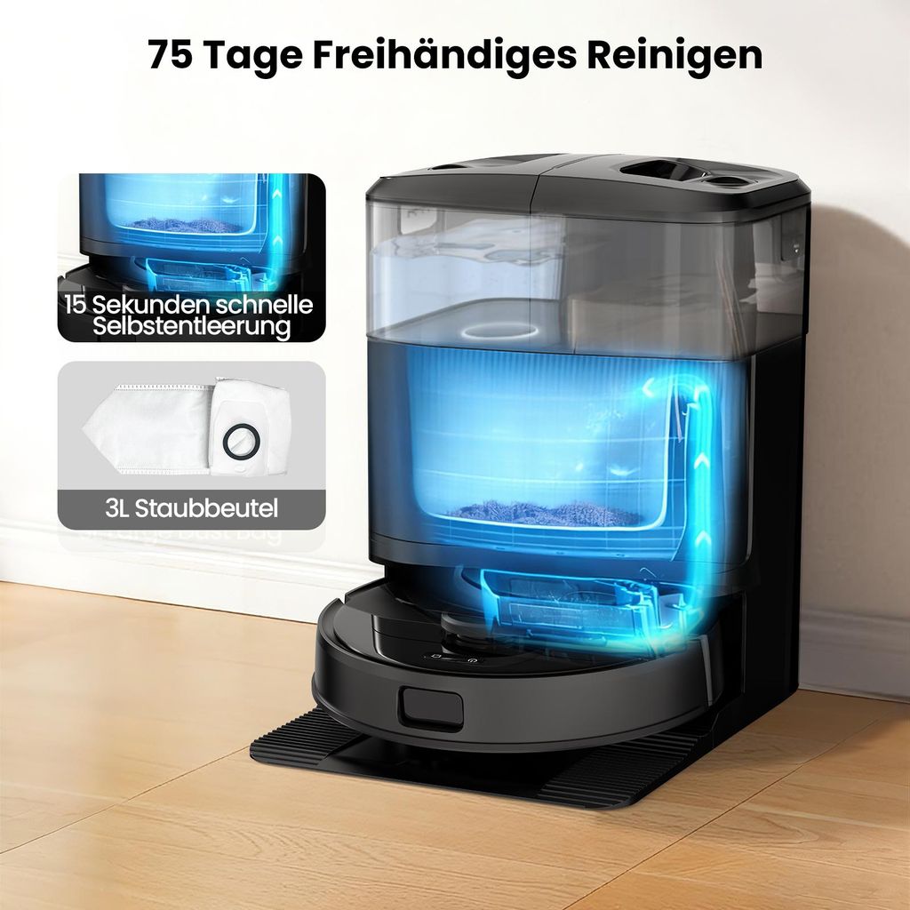 AIRROBO M2 Staubsauger Roboter, 15000Pa Saugroboter, Anti - Tangle - Bürsten, Wischroboter mit Lifting - Mopp