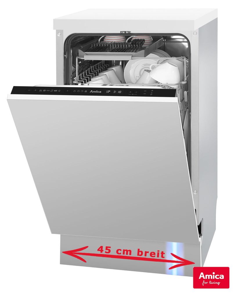 Amica EGSPV 586 901, Voll integriert, Single (45 cm breit), Schwarz, Tasten, LED, 1,5 m