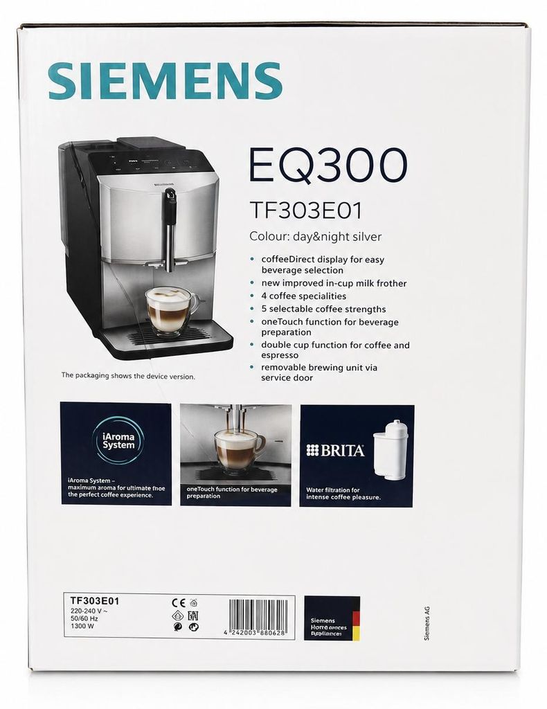Siemens TF303E01 EQ300 Espressomaschine (silber; 1300W)