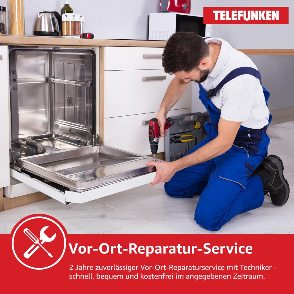 TELEFUNKEN Geschirrspüler 60 cm teilintegrierbar, Einbau Spülmaschine, 12 Maßgedecke, 6 Programme, AquaStop, GET6012DI