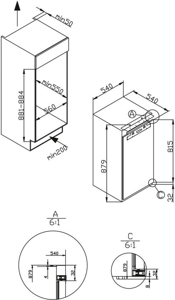 Amica - EVKS 16182/1 - Einbau - Kühlschrank - Festtürtechnik