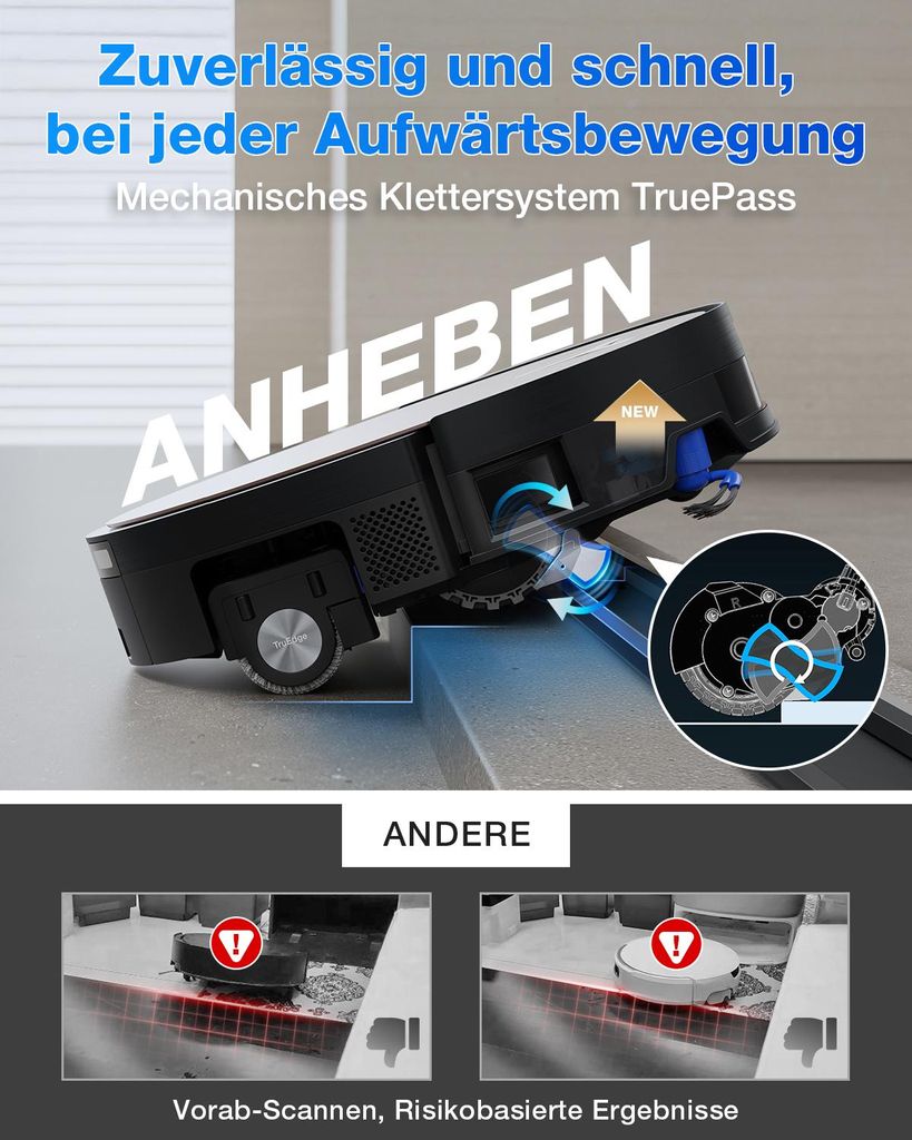 Ecovacs X11 PRO OMNI Staubsauger Roboter mit Wischfunktion, Blast + 19.500 Pa, ultraschnelles Akkuladen, OZMO Roller 2.0, Klettern max. 4 cm Höhe