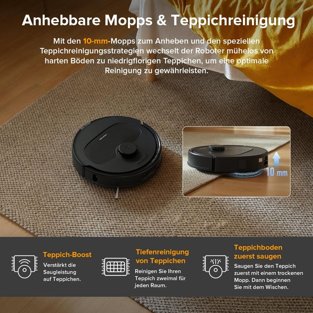 roborock QV 35A Staubsauger Roboter mit Wischfunktion&Hebarem Wischmopp 8.000pa (Upgrade von Qrevo/Qrevo Plus),Anti - Verfilzungsbürste, All - in - One Dock