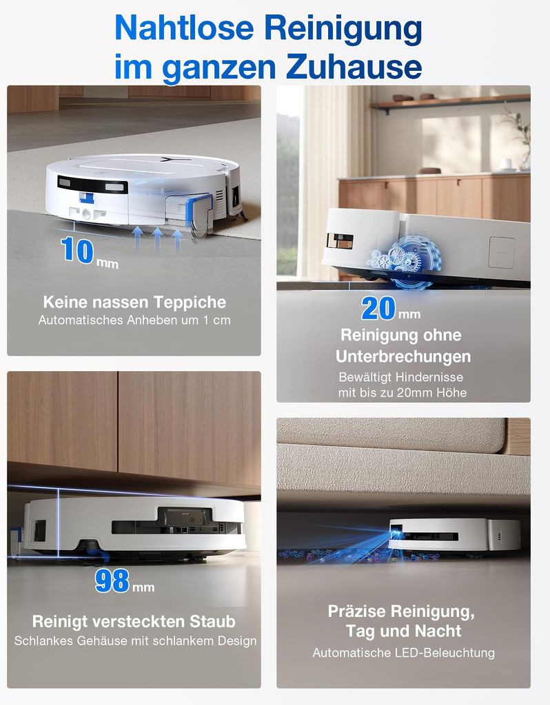 Ecovacs Deebot T80 Omni, Beutellos, Weiß, Rund, Staubbeutel, 65 dB, 3 l