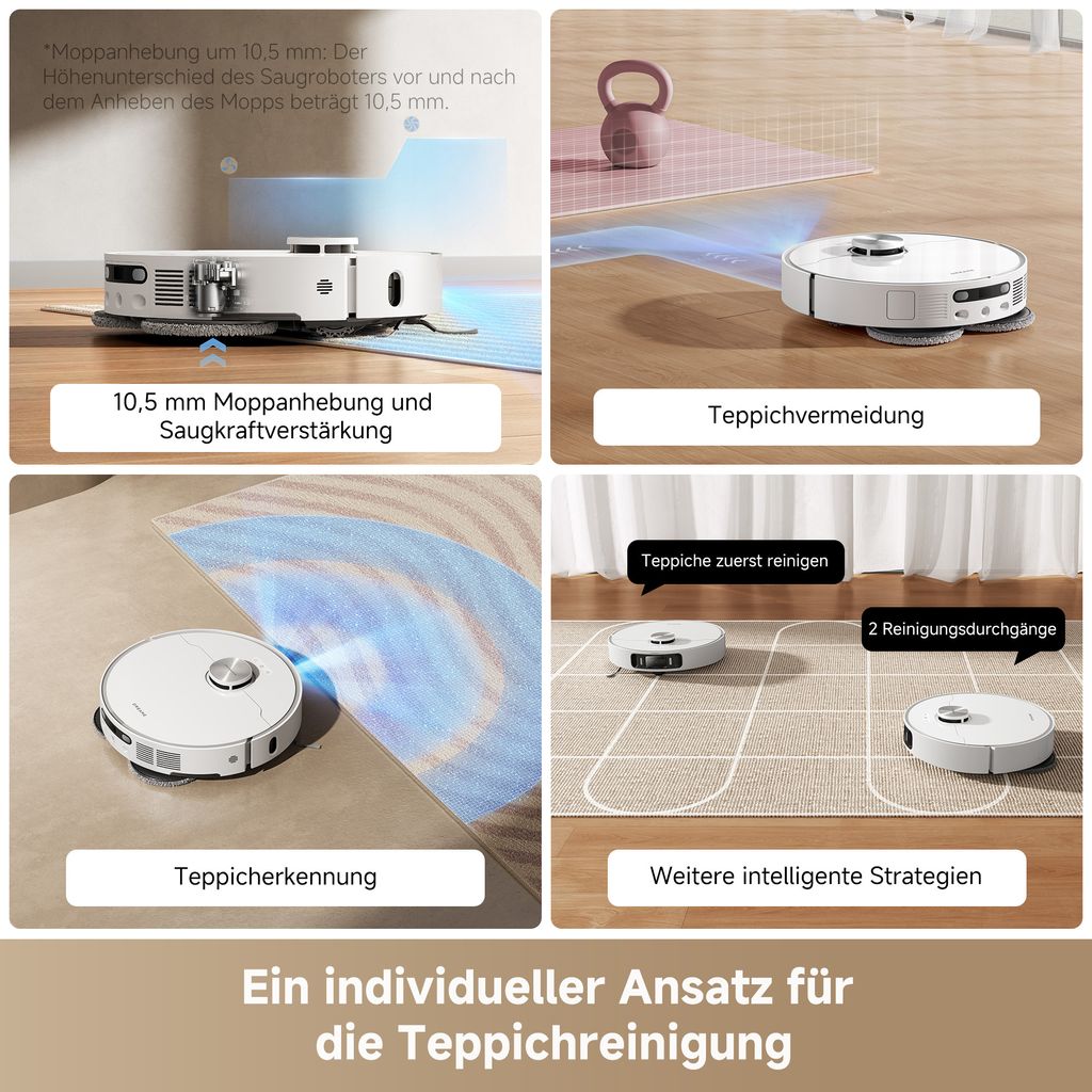 Dreame L40 Ultra AE Saugroboter mit Wischfunktion,19000Pa Saugkraft,Nassen und trockenen Schmutz,Das All - in - 1 - Dock entleert Staub,Anti - Tangle - Bürste