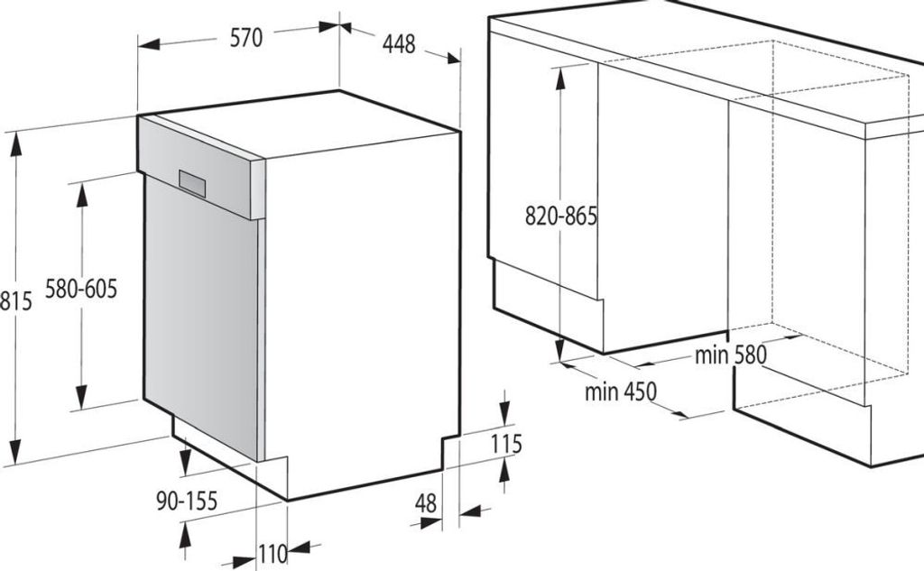 gorenje GI 561D 10 S Geschirrspüler 45 cm - Silber - Teilintegrierbar - 11 Maßgedecke - 45 dB Geräuschpegel - Trocknungsklasse: A
